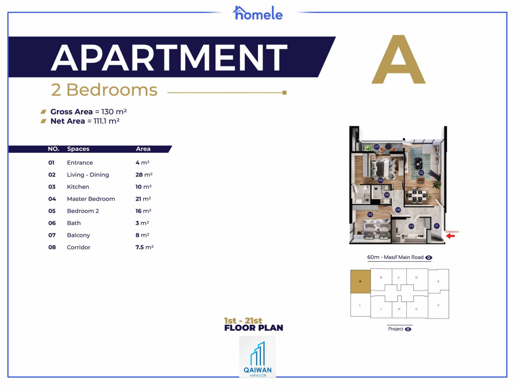 Building (D-F-G)1st-21st Floor پلانی نهۆم