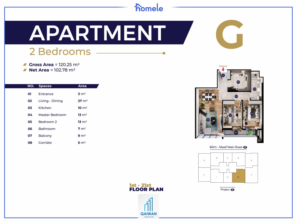 Building (D-F-G)1st-21st Floor پلانی نهۆم