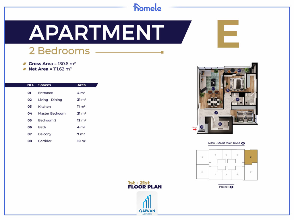 Building (D-F-G)1st-21st Floor پلانی نهۆم