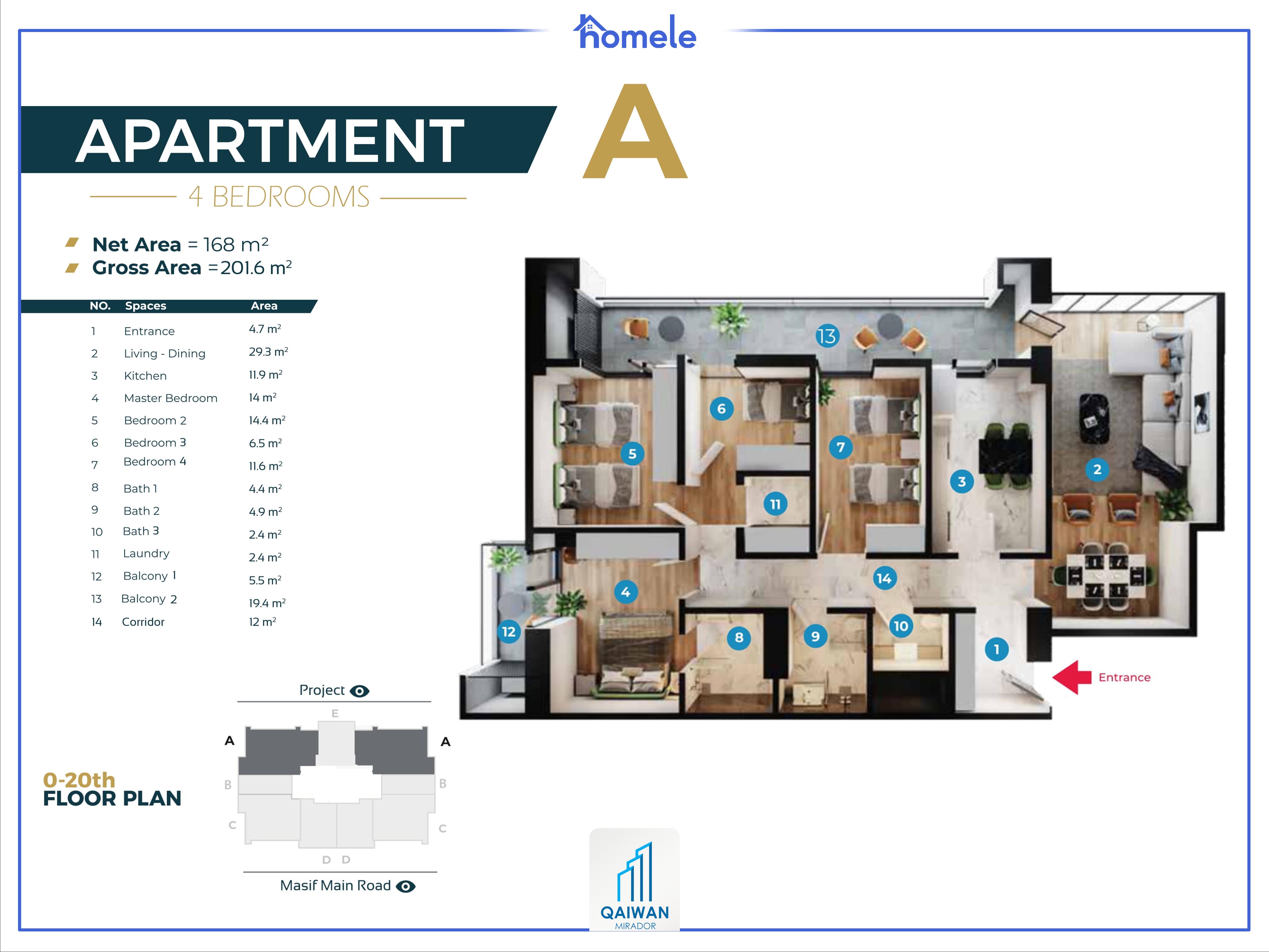 Building (B-C) Ground-21st Floor پلانی نهۆم