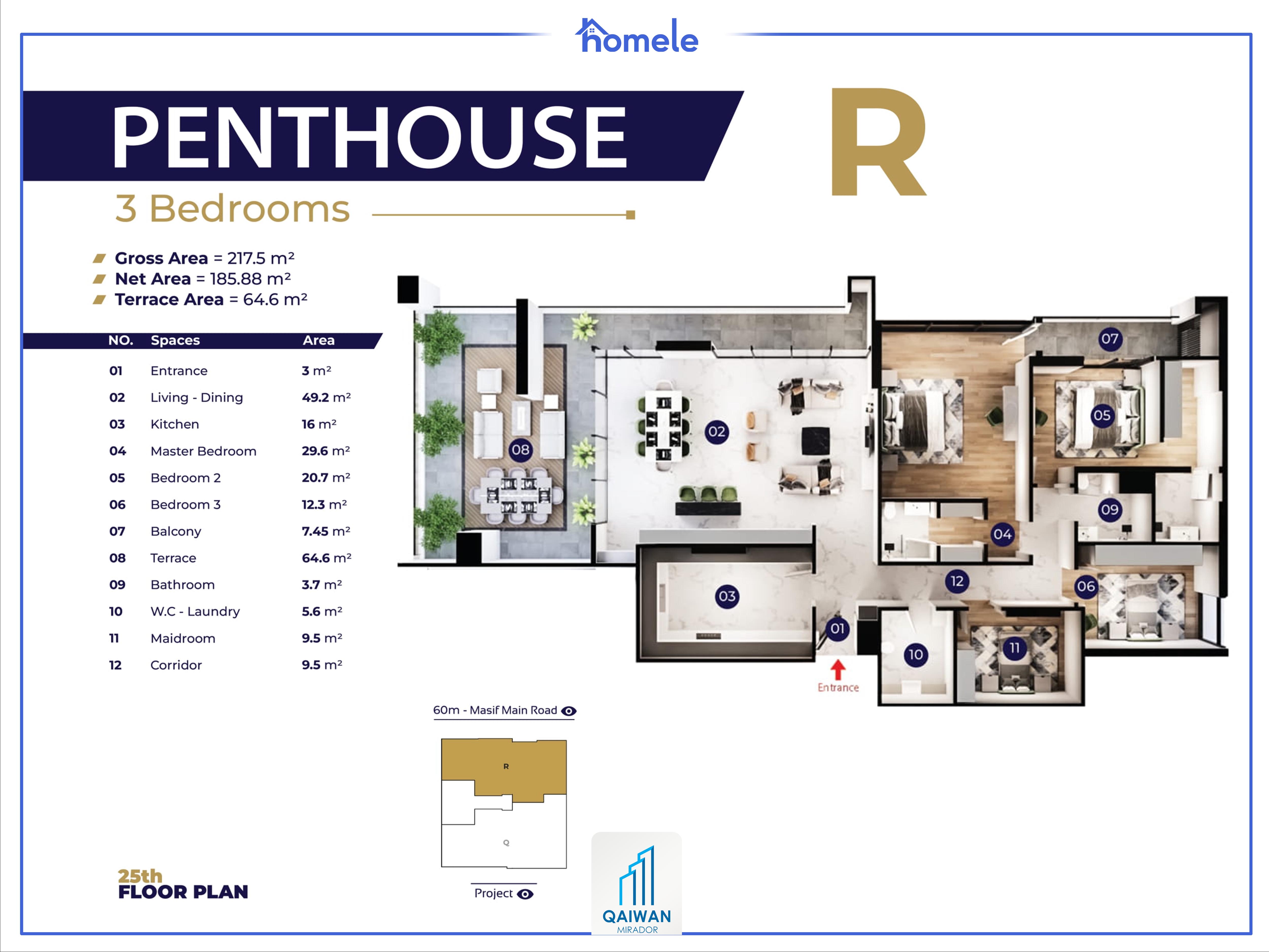 Building (D-F-G) 25th Floor پلانی نهۆم