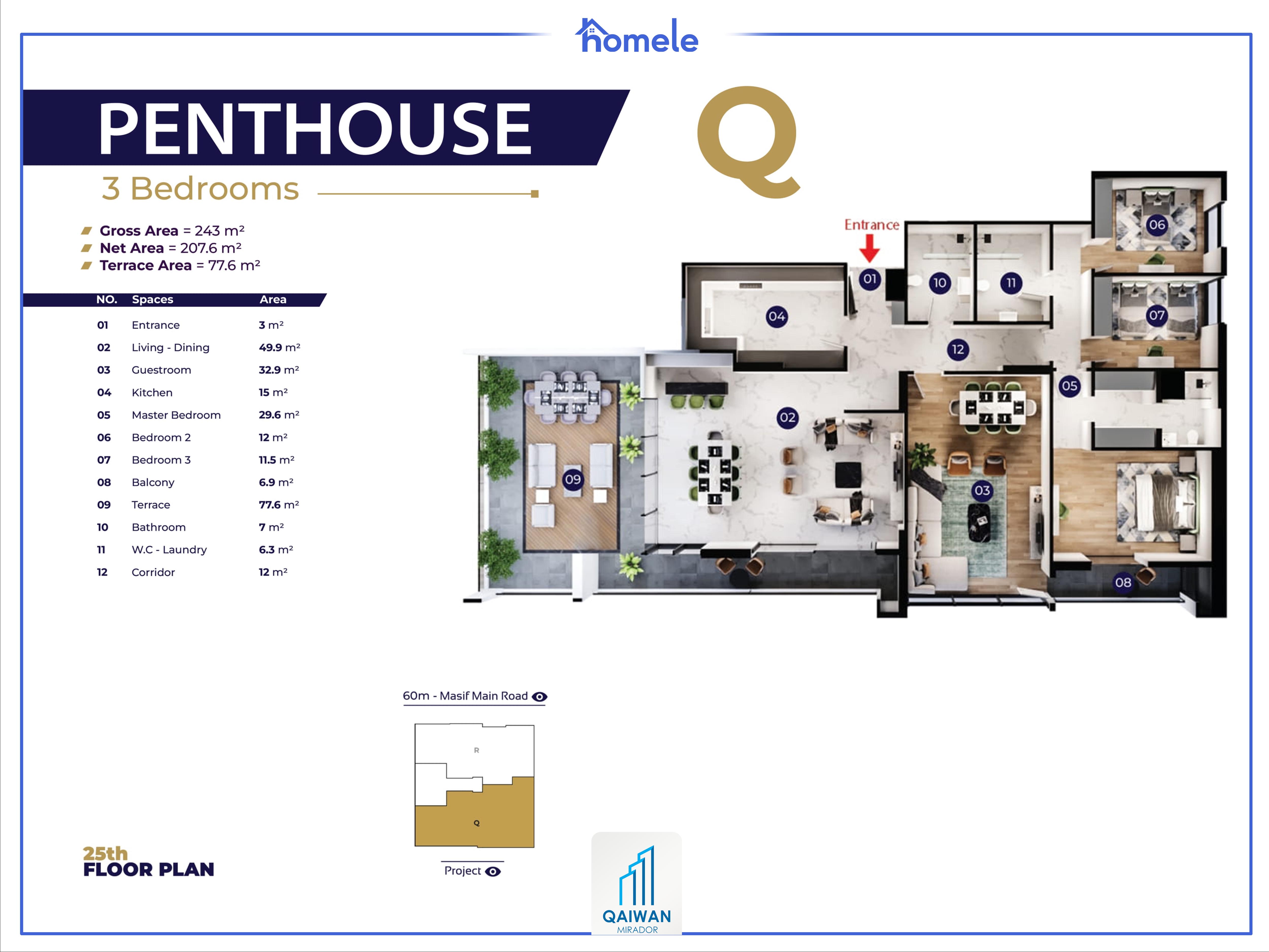 Building (D-F-G) 25th Floor پلانی نهۆم