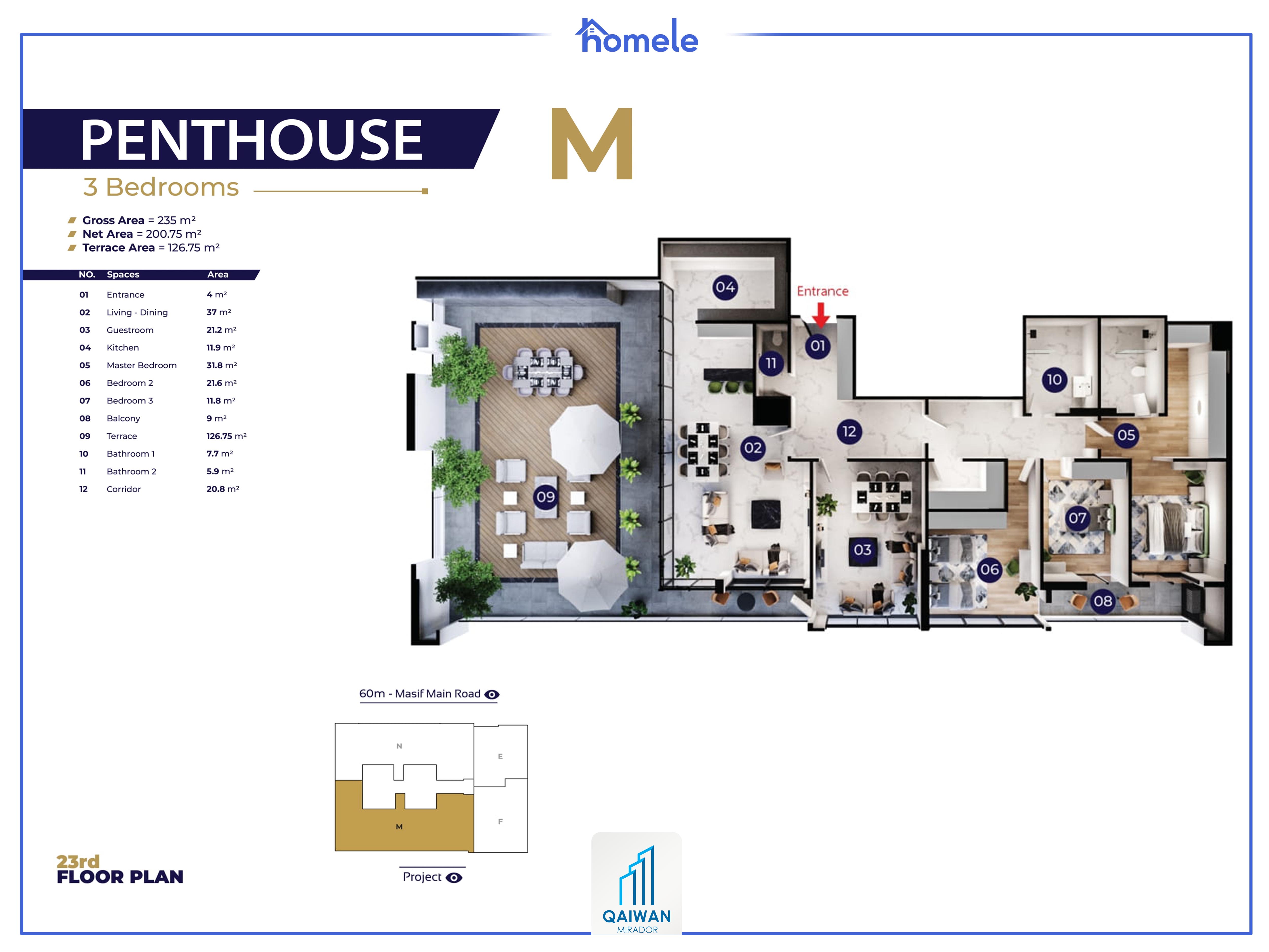 Building (D-F-G) 23rd Floor پلانی نهۆم