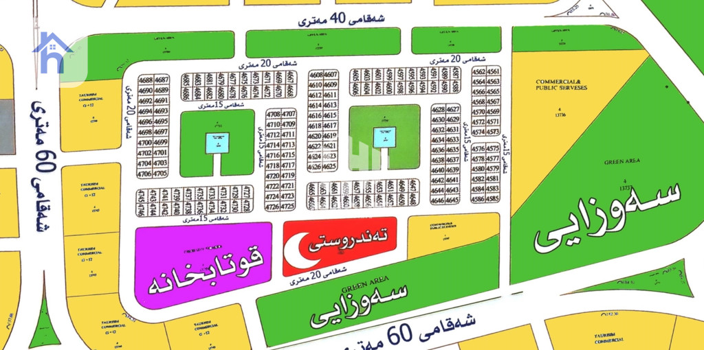 أرض مع حديقة وتصريح بالبناء