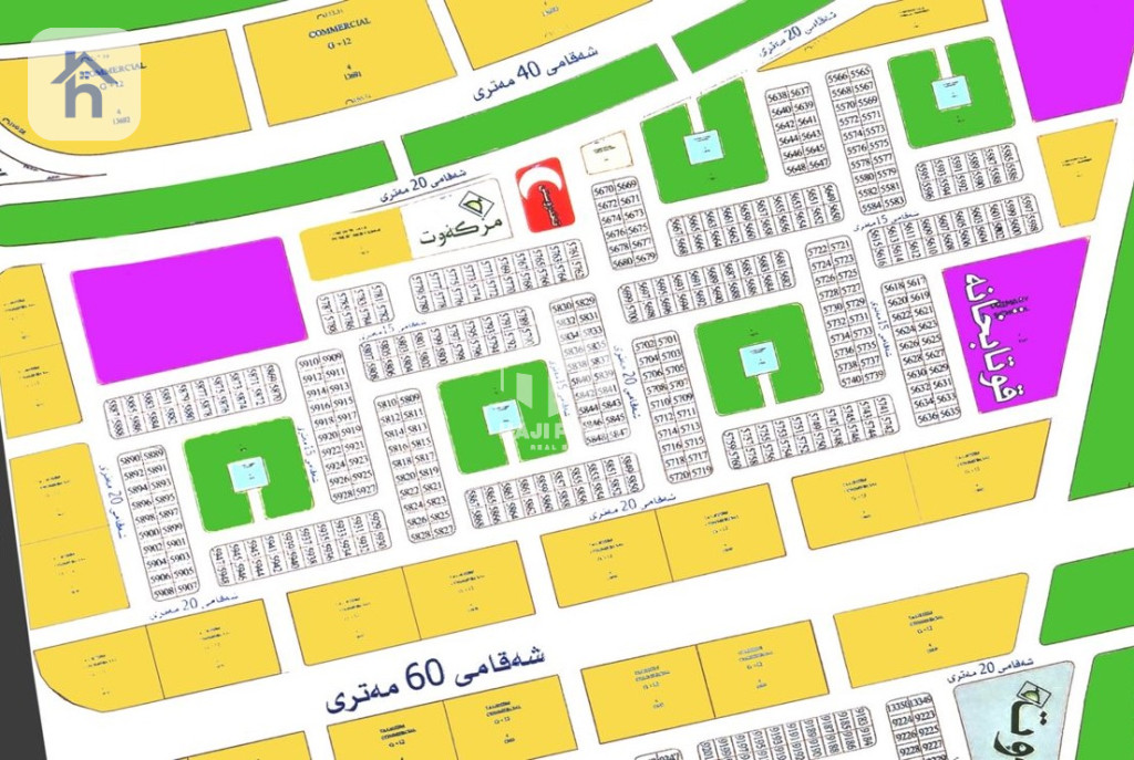 زەوی نيشتەجێ بوون بۆ فرۆشتن، لە هەولێر، باغلومنارە کەرتی  (5000)